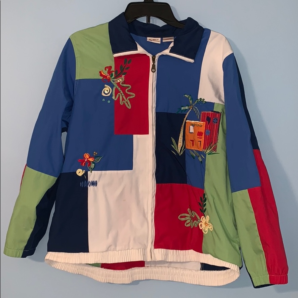 Koret L Color Block w/ Tropical Embroidery Jacket